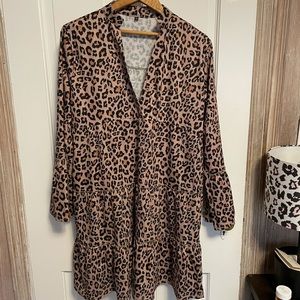 {Amazon} Cheetah flare sleeve mini dress
